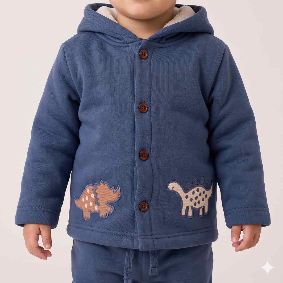 Dino Explorer Baby Boys Winter Full Sleeves Pajama Set – Slate Blue