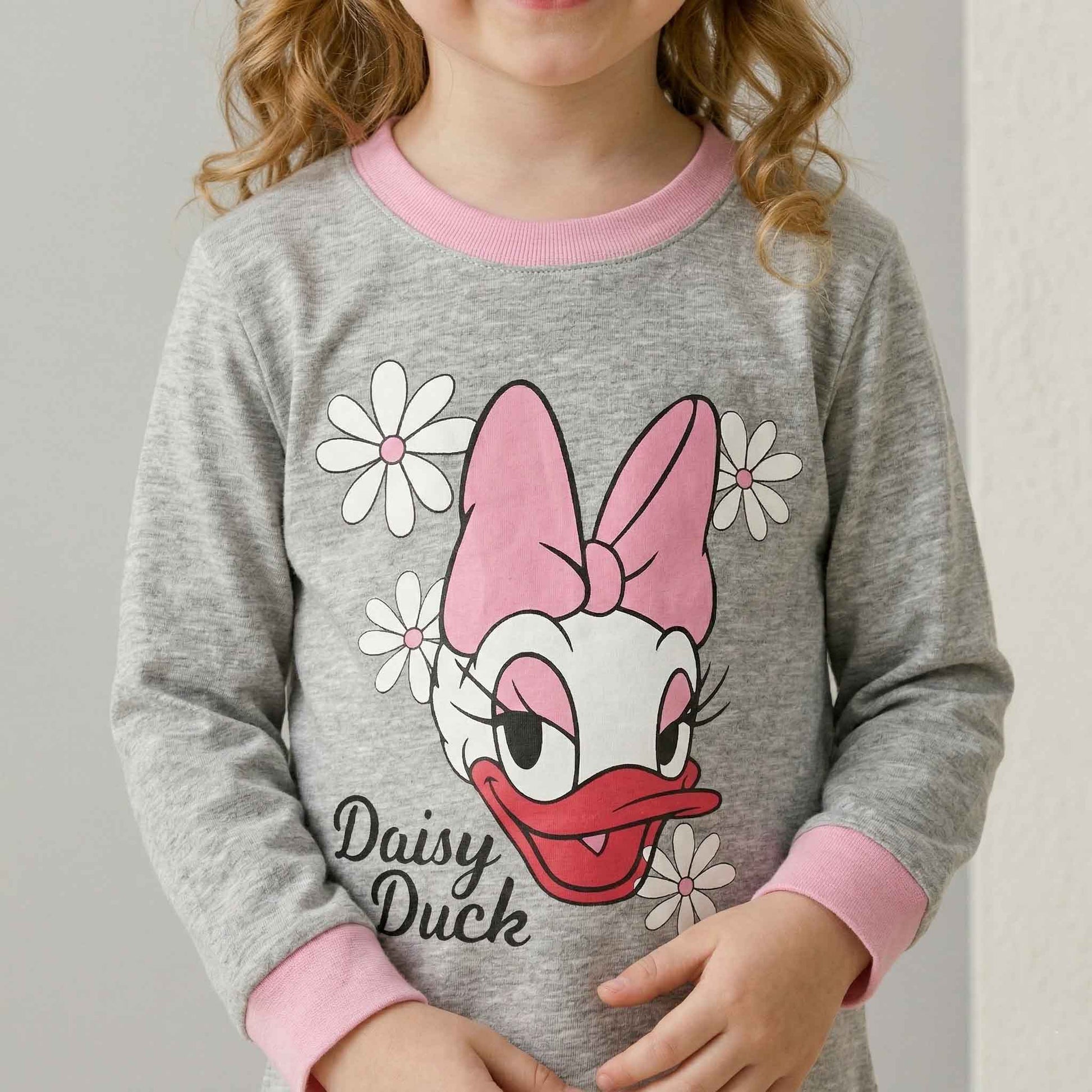Daisy Duck Girls Half Sleeves Pajama Set - Grey & Pink