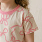 Ribbon Bows Girls Pajama Set - Cream & Pink