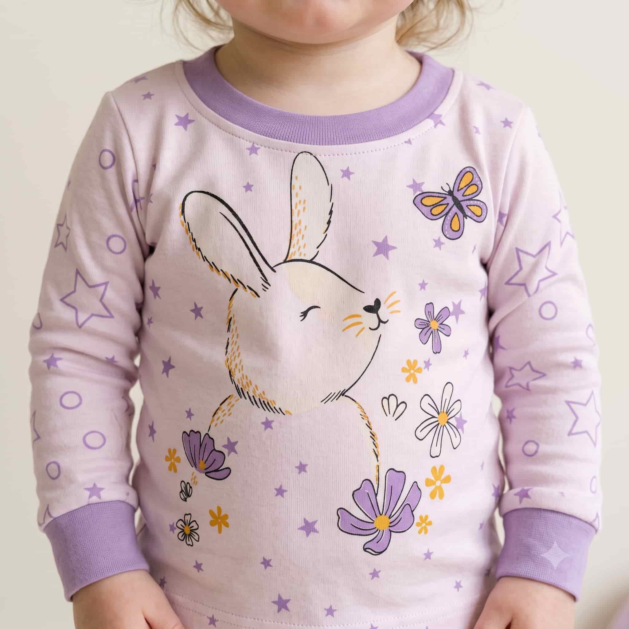 Dreamy Bunny Baby Girls Full Sleeves Pajama Set - Lavender