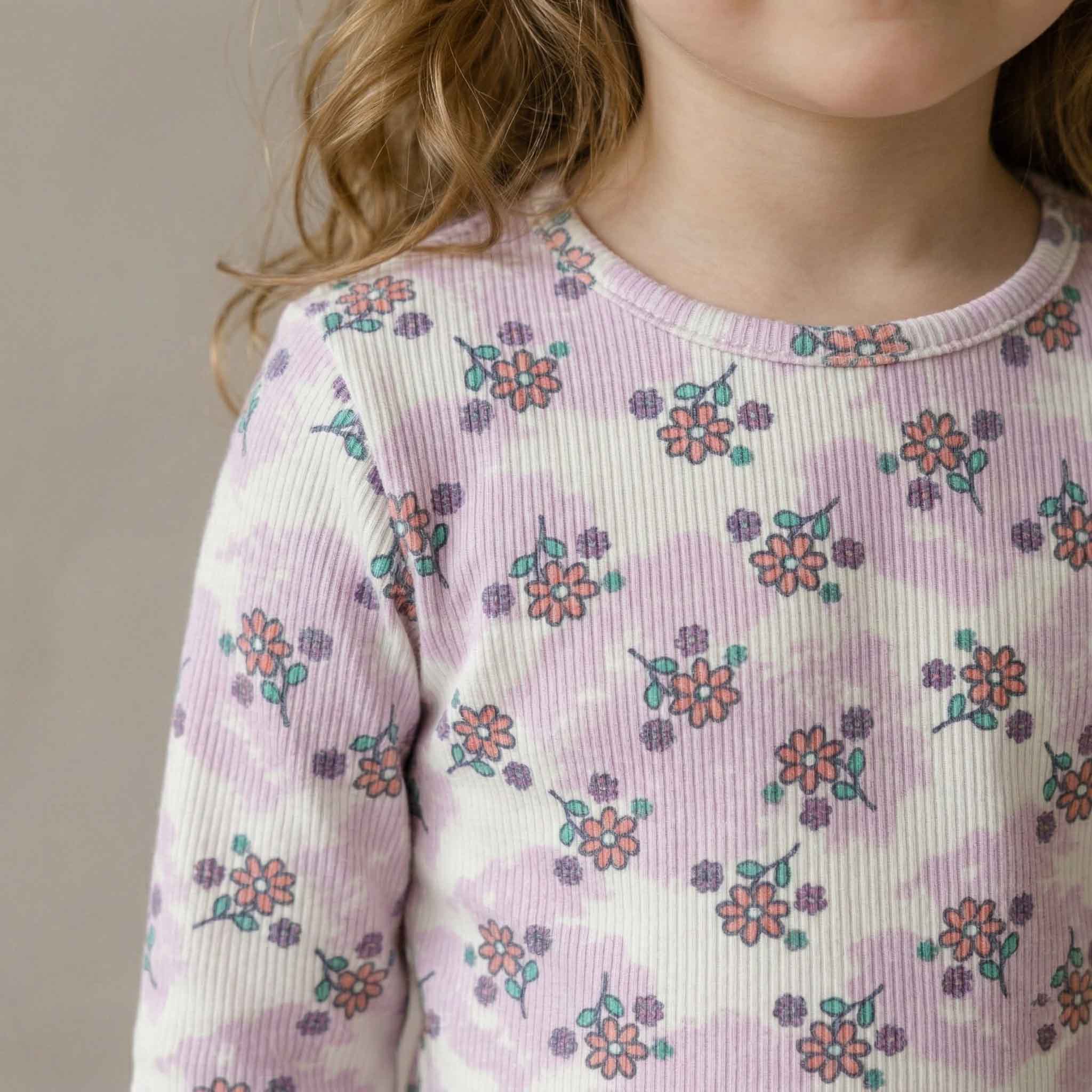 Balloon Flower Girls Full Sleeves Pajama Set - Purple