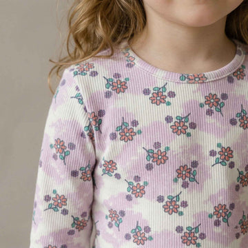 Balloon Flower Girls Full Sleeves Pajama Set - Purple