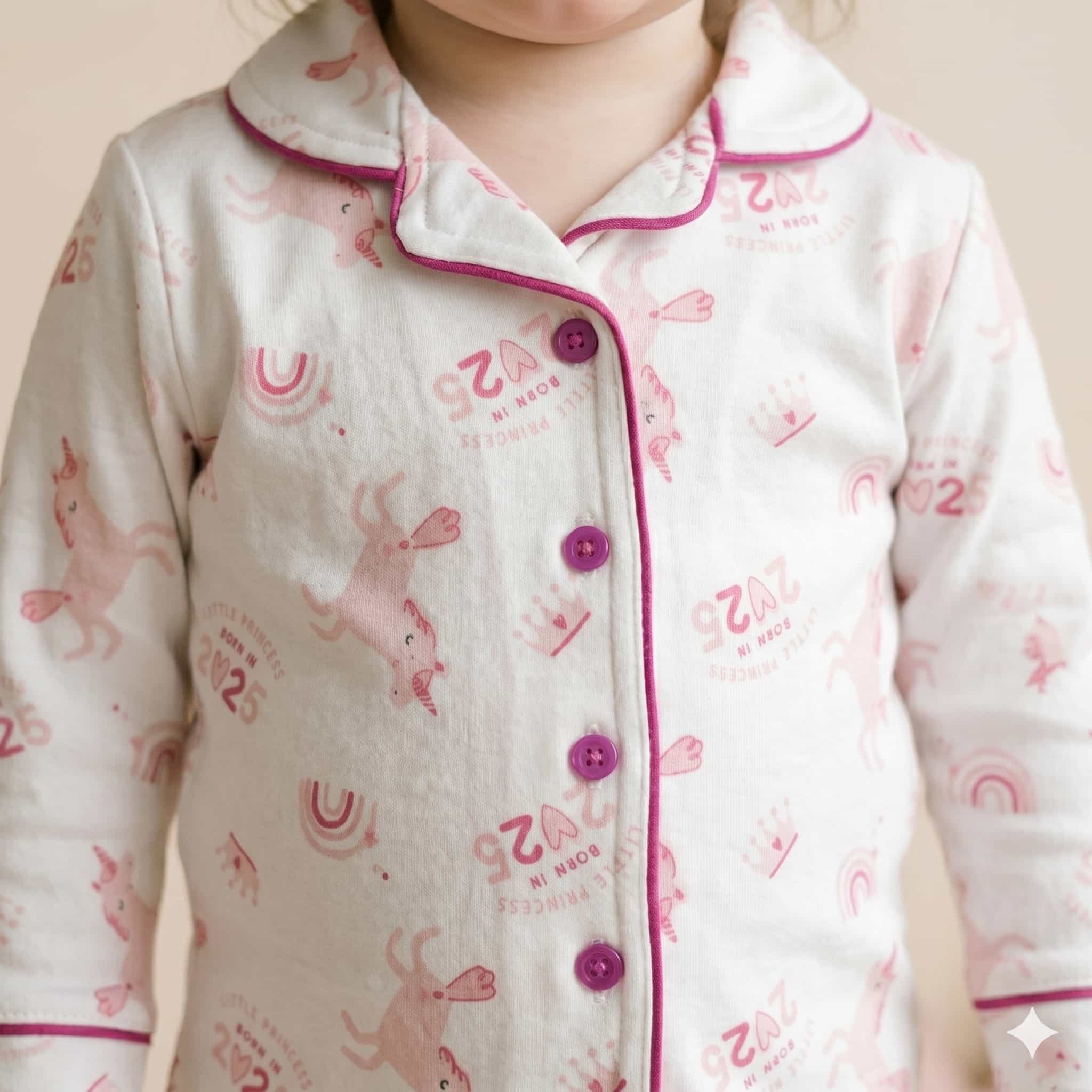 Magical Dreams Baby Girls Full Sleeves Pajama Set - White