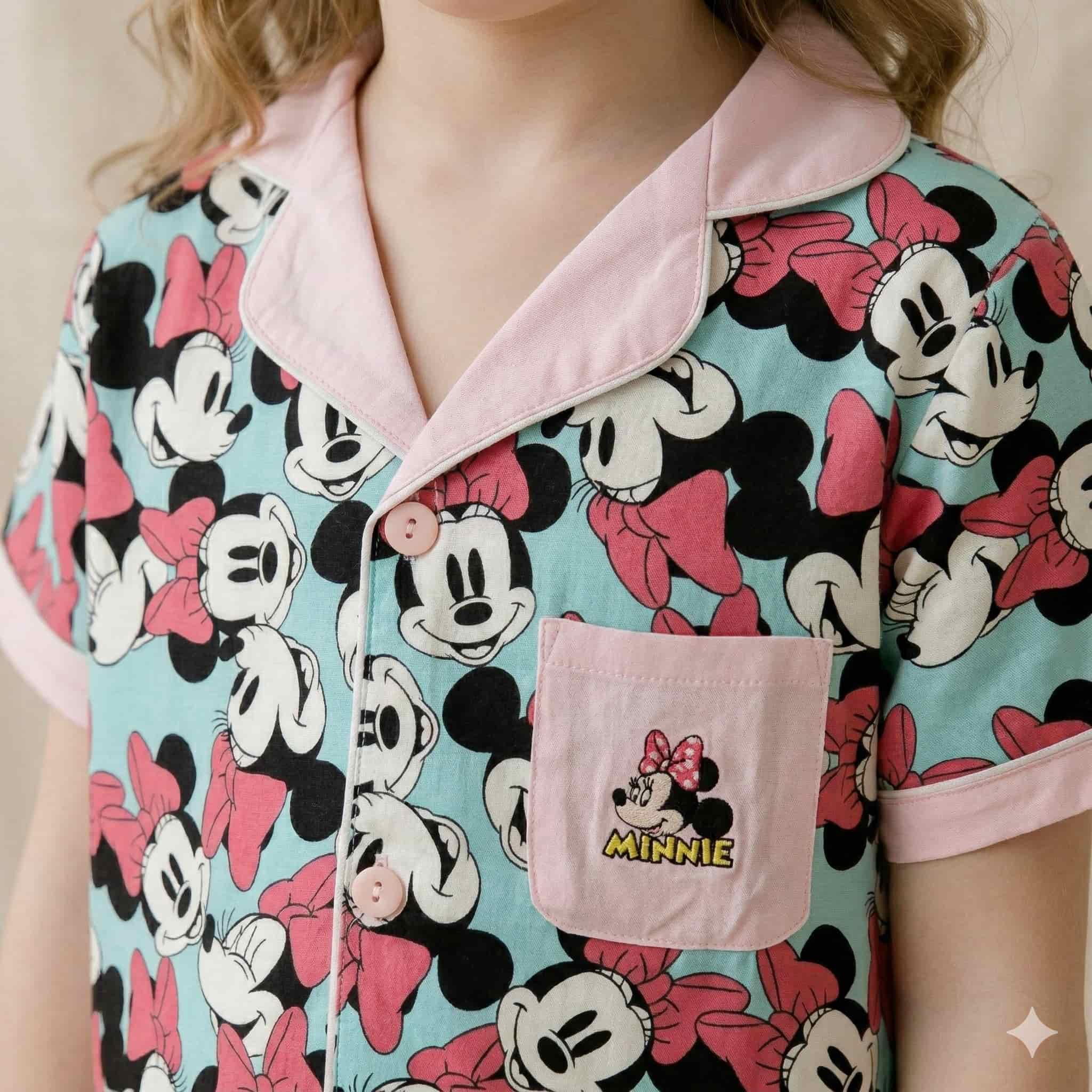 Minnie Girls Half Sleeves Pajama Set - Blue