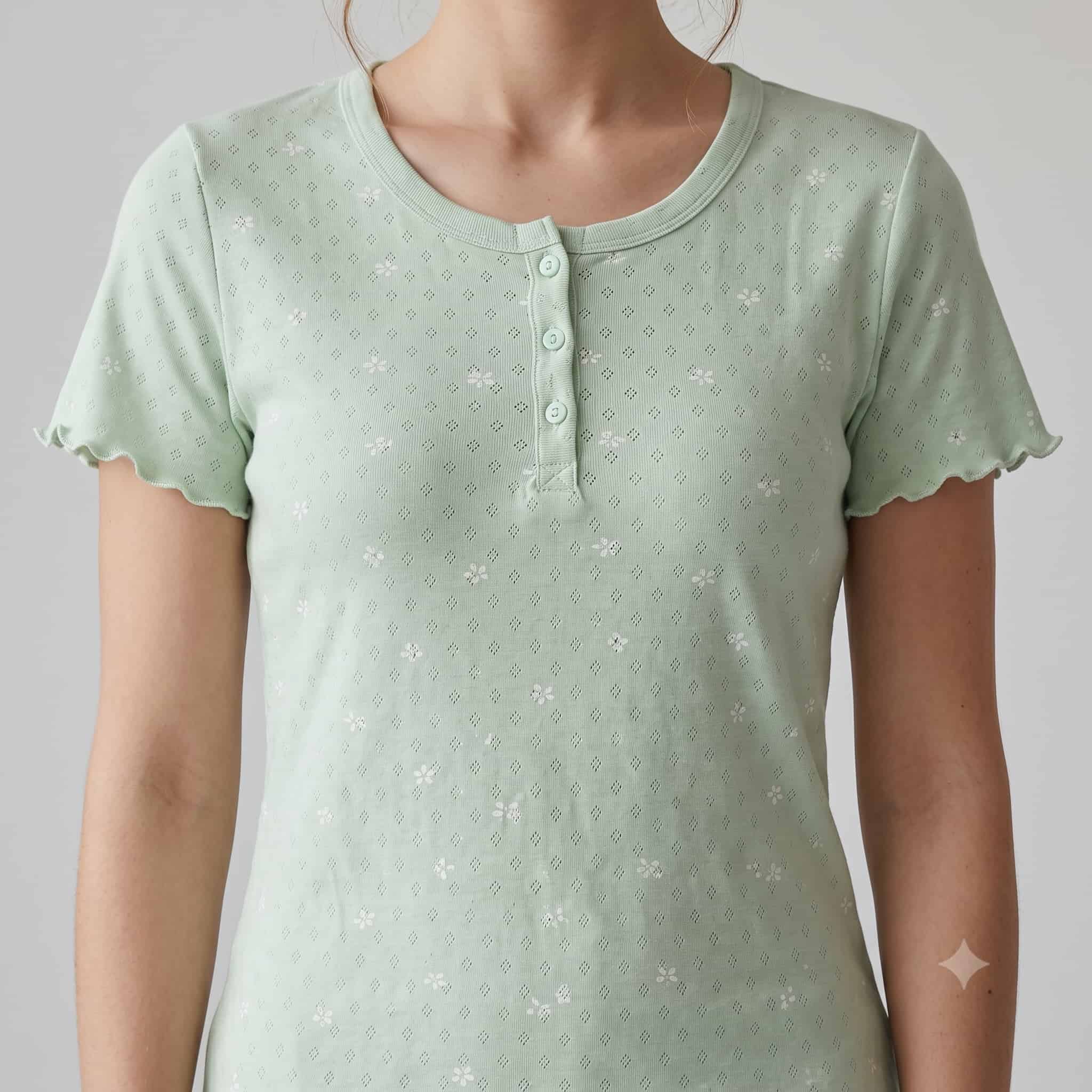 Mint Meadow Women Half Sleeves Pajama Set – Mint Green