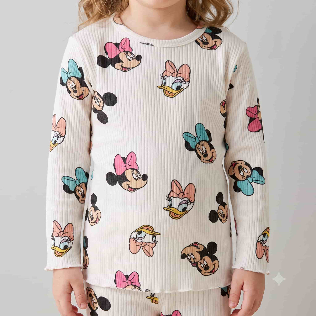 Mickey & Minnie Mouse Girls Full Sleeves Pajama Set - White