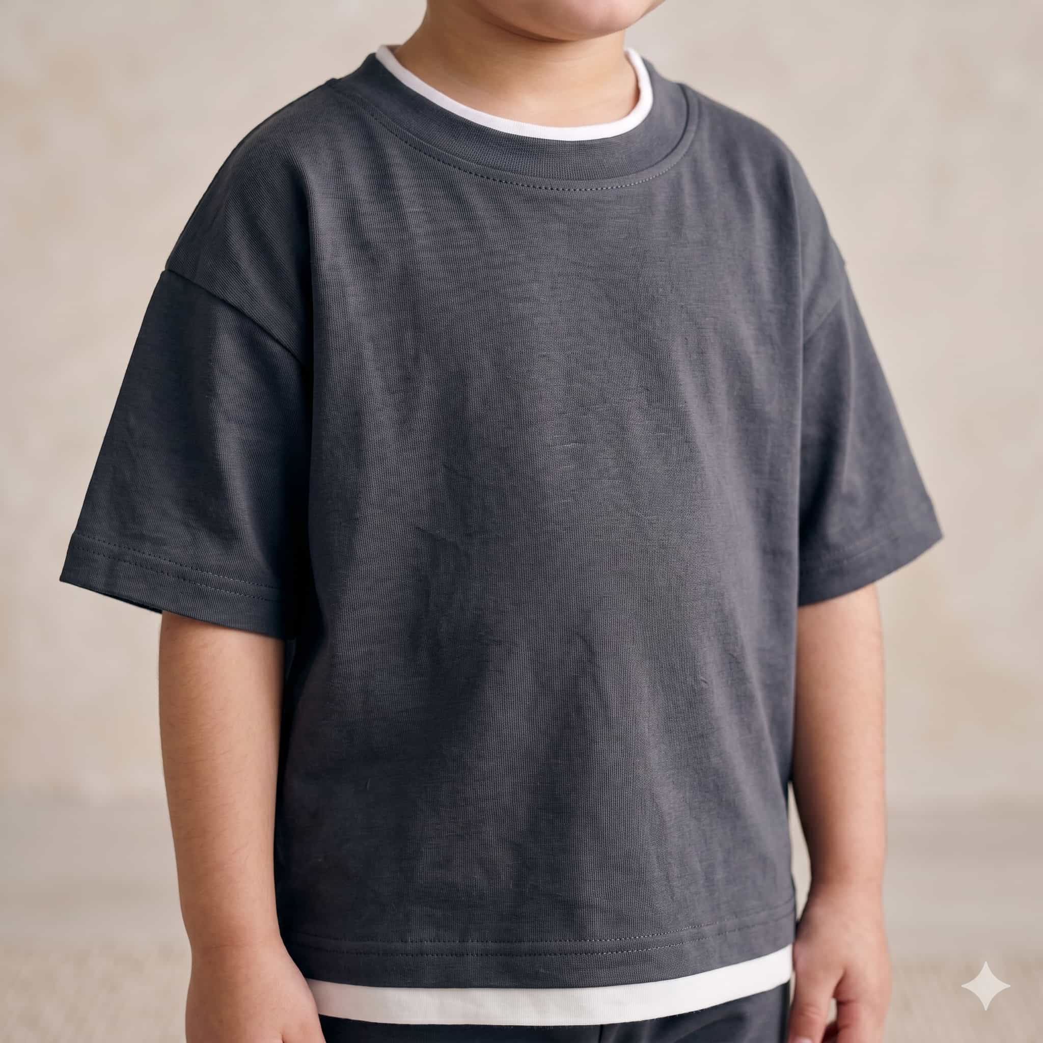 Urban Ease Boys Short Set - Charcoal Grey