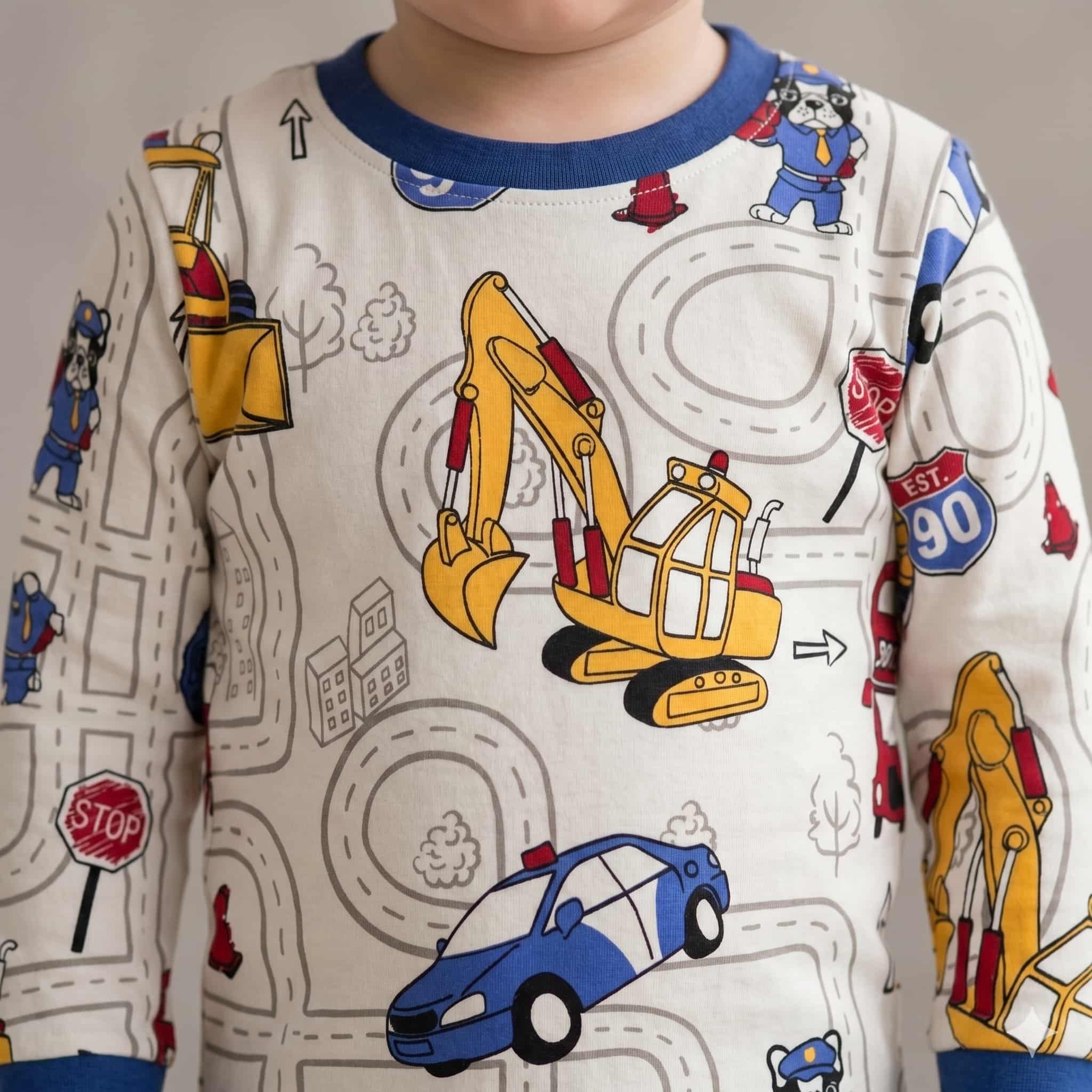 City Builder Baby Boys Full Sleeves Pajama Set - White