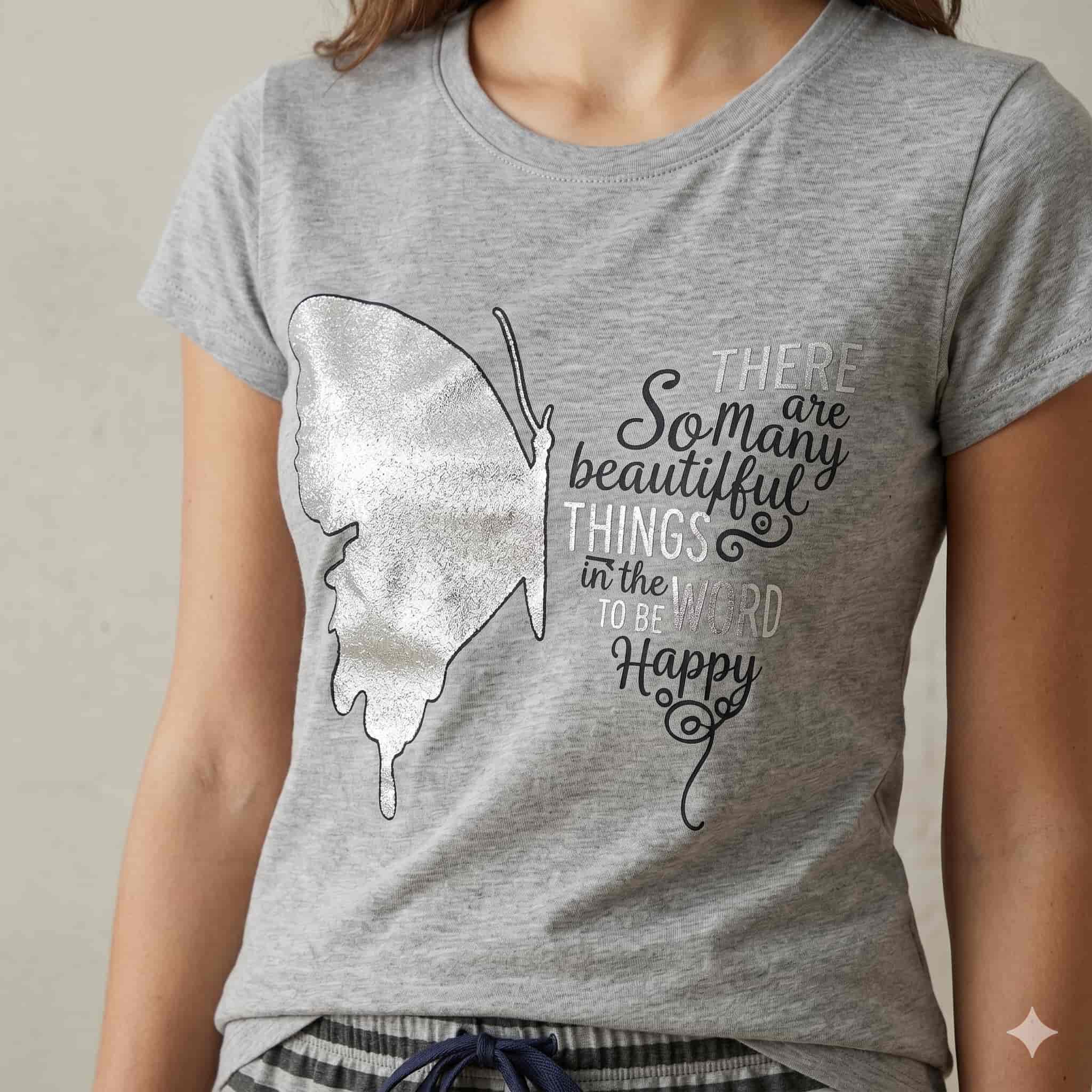Serene Flutter Women Half Sleeves Pajama Set - Grey