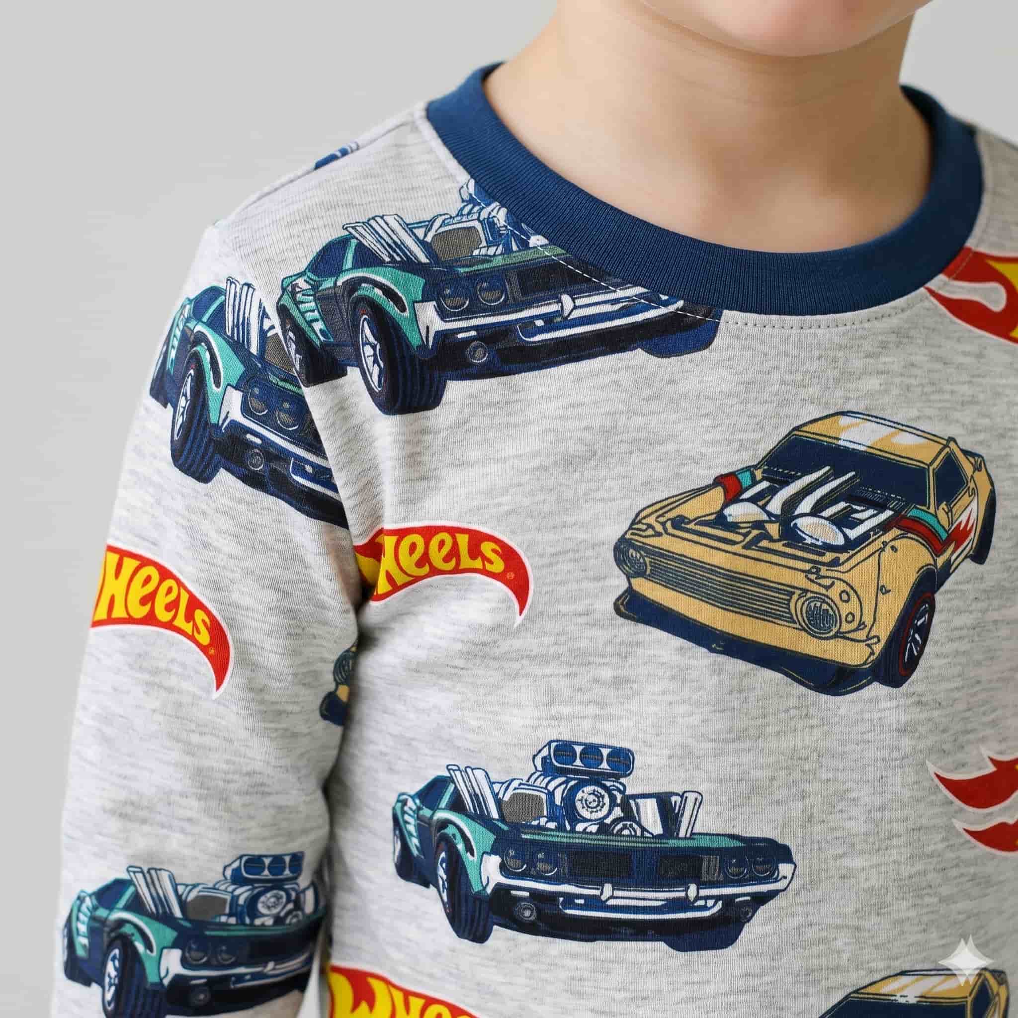 Turbo-Charged Hot Wheels Boys Full Sleeves Pajama Set – Grey