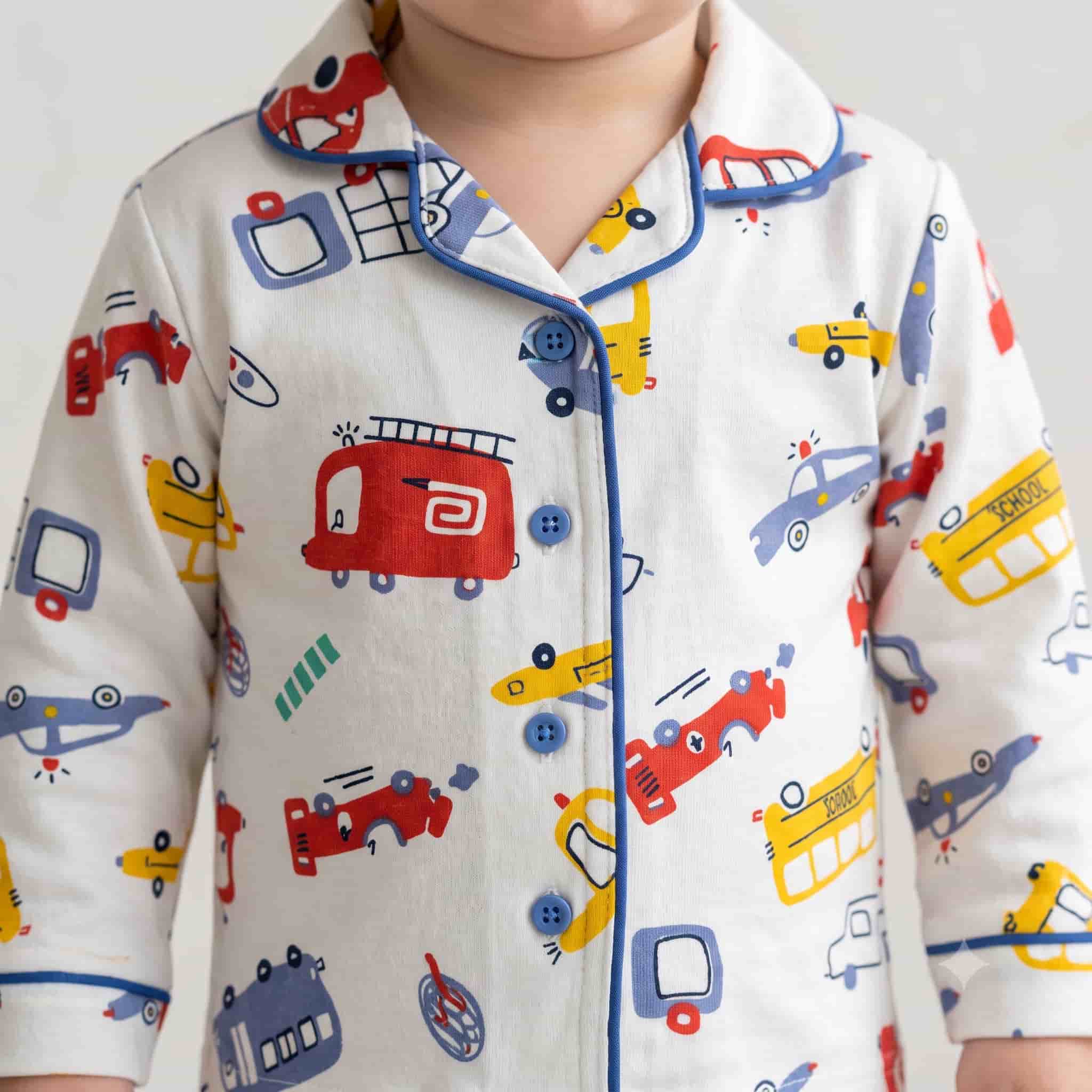 Vroom Town Baby Boys Full Sleeves Pajama Set - Off-White