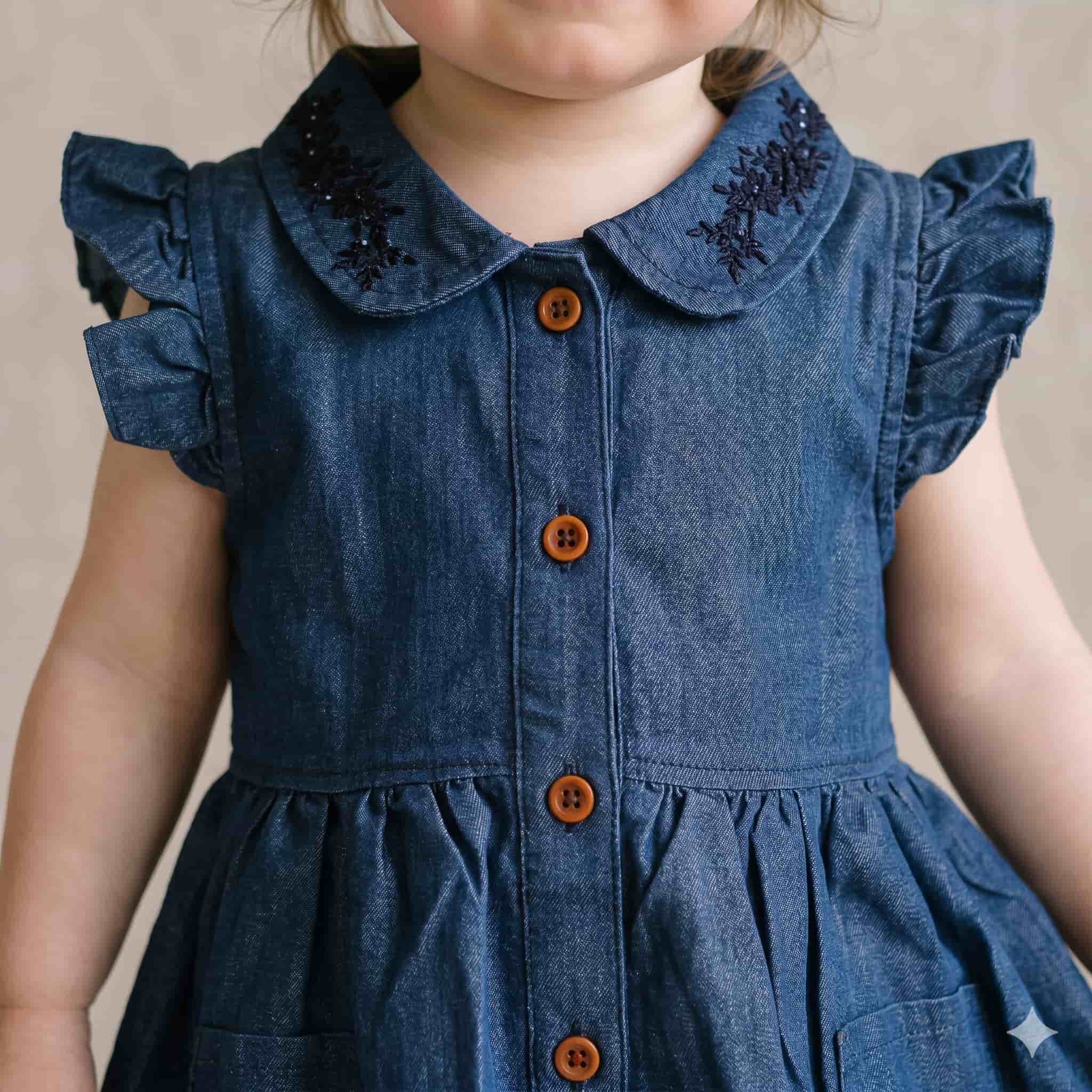 Indigo Blossom Baby Girl Frock Set - Blue