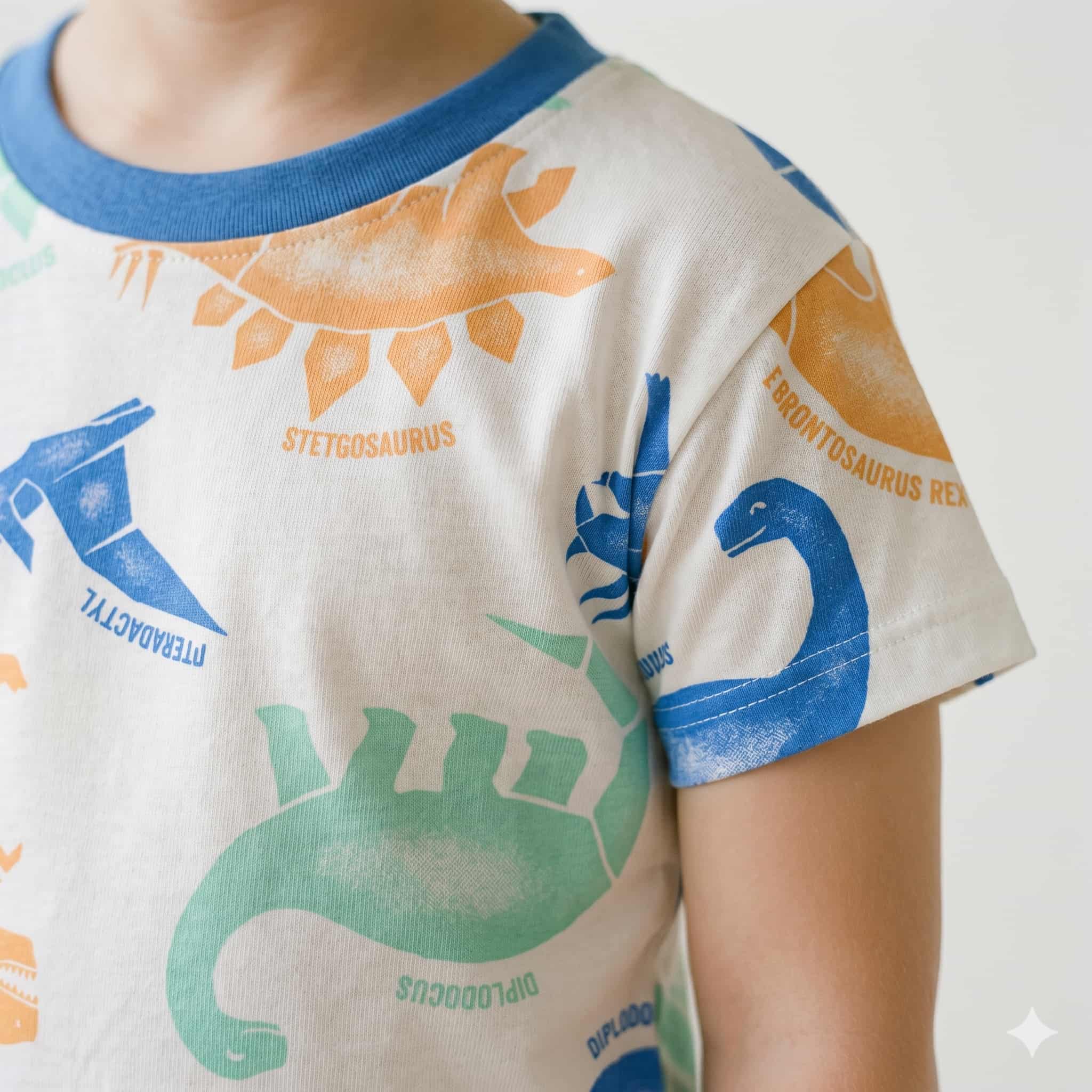 Dino Drift Boys Half Sleeves Pajama Set - Cream