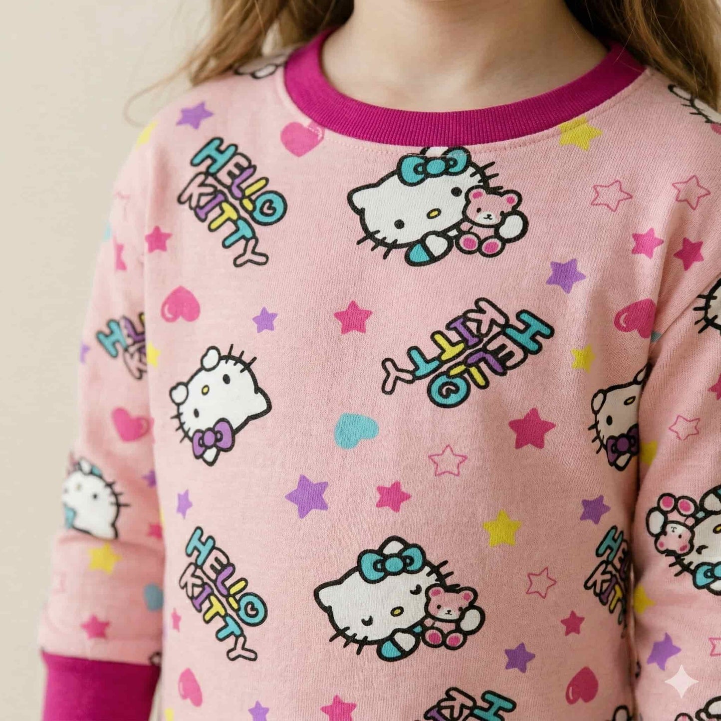Hello Kitty Girls Full Sleeves Pajama Set - Pink