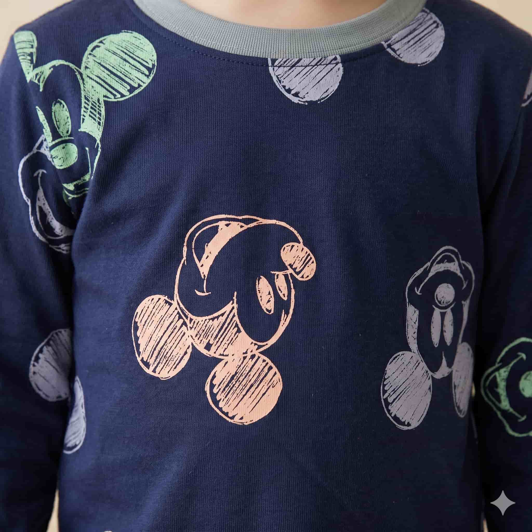 Sketchy Style Mickey Boys Full Sleeves Pajama Set – Navy Blue