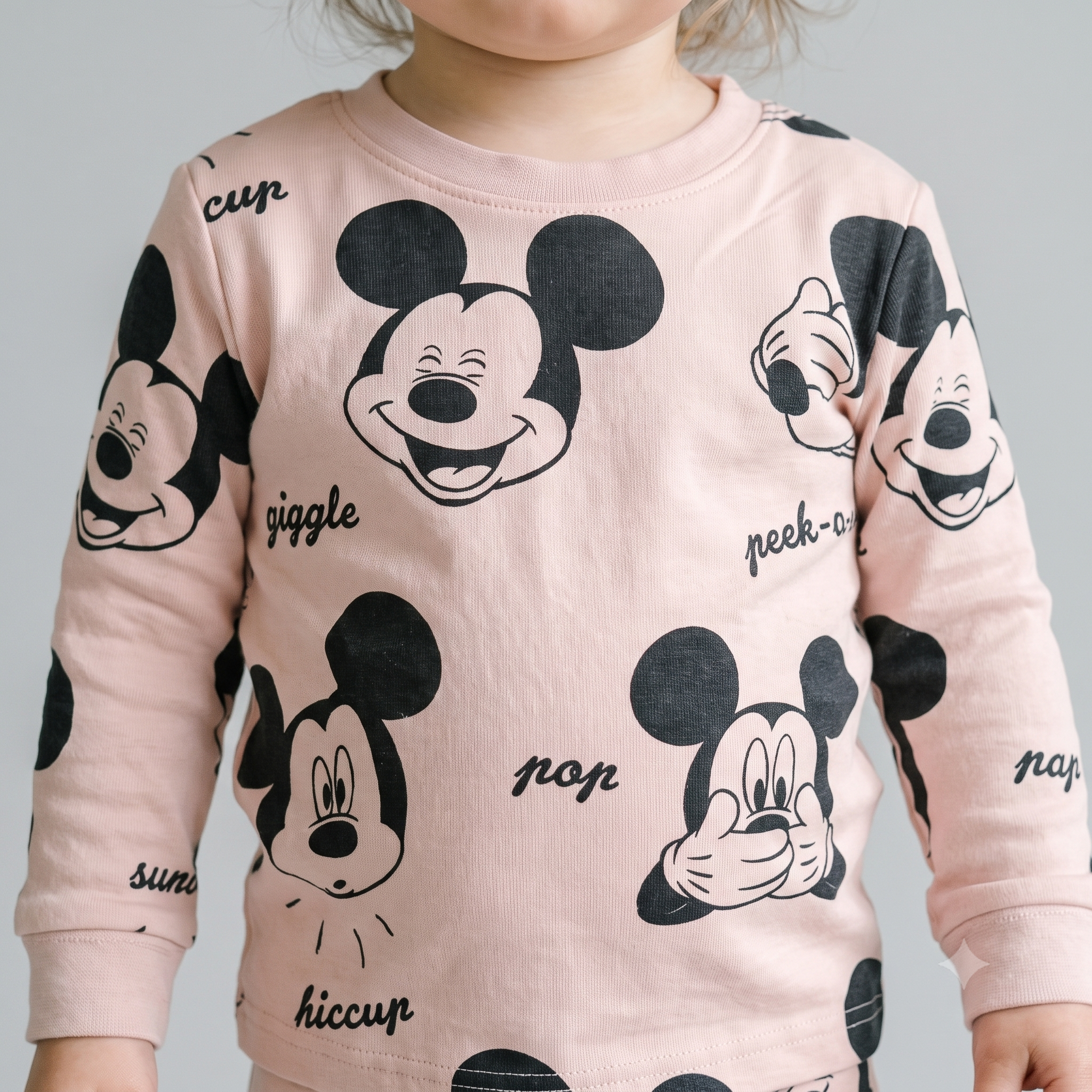 Peek-a-boo Mickey Baby Girl Full Sleeves Pajama Set - Pink