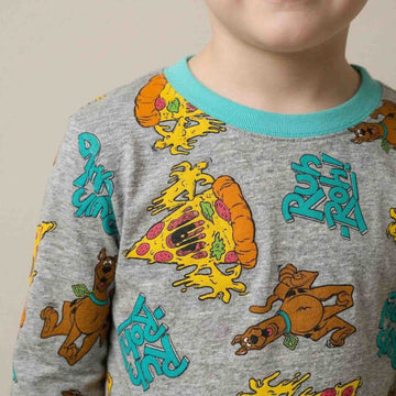 Scooby Dooby Doo Boys Full Sleeves Pajama Set - Grey