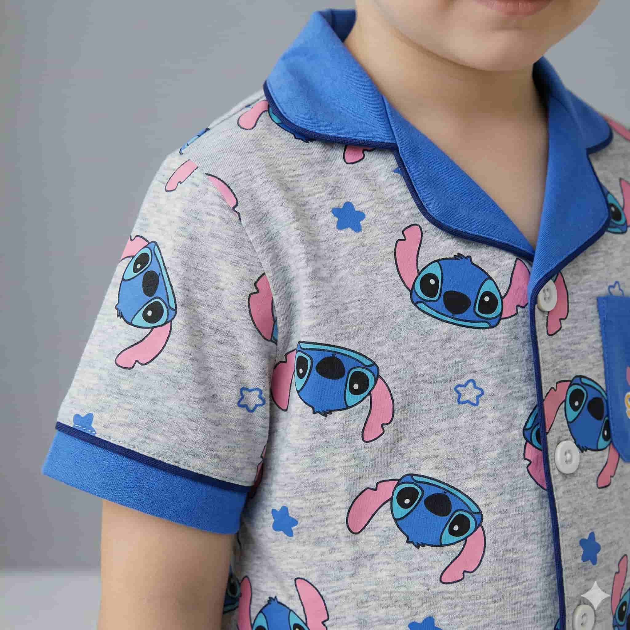 Stitch Boys Short Sleeves Pajama Set - White