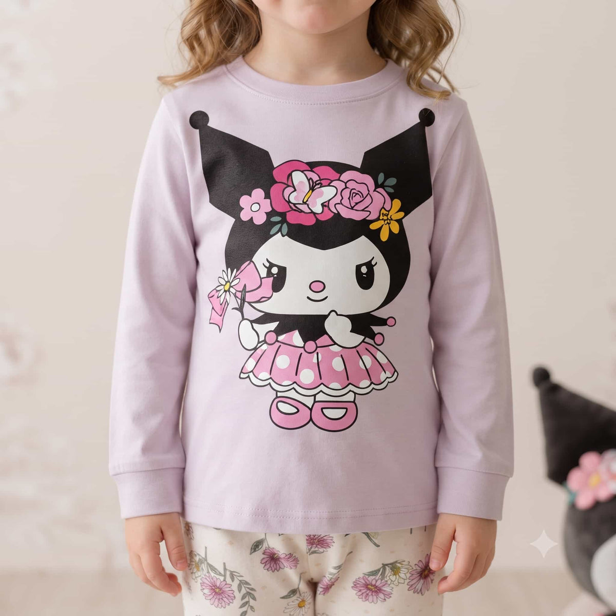 Kuromi Girls Full Sleeves Pajama Set – Lavender