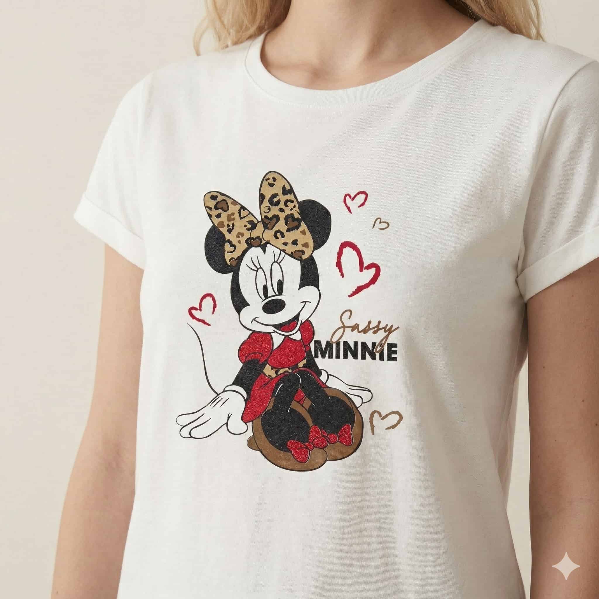 Sassy Minnie Women Pajama Set - White-Brown
