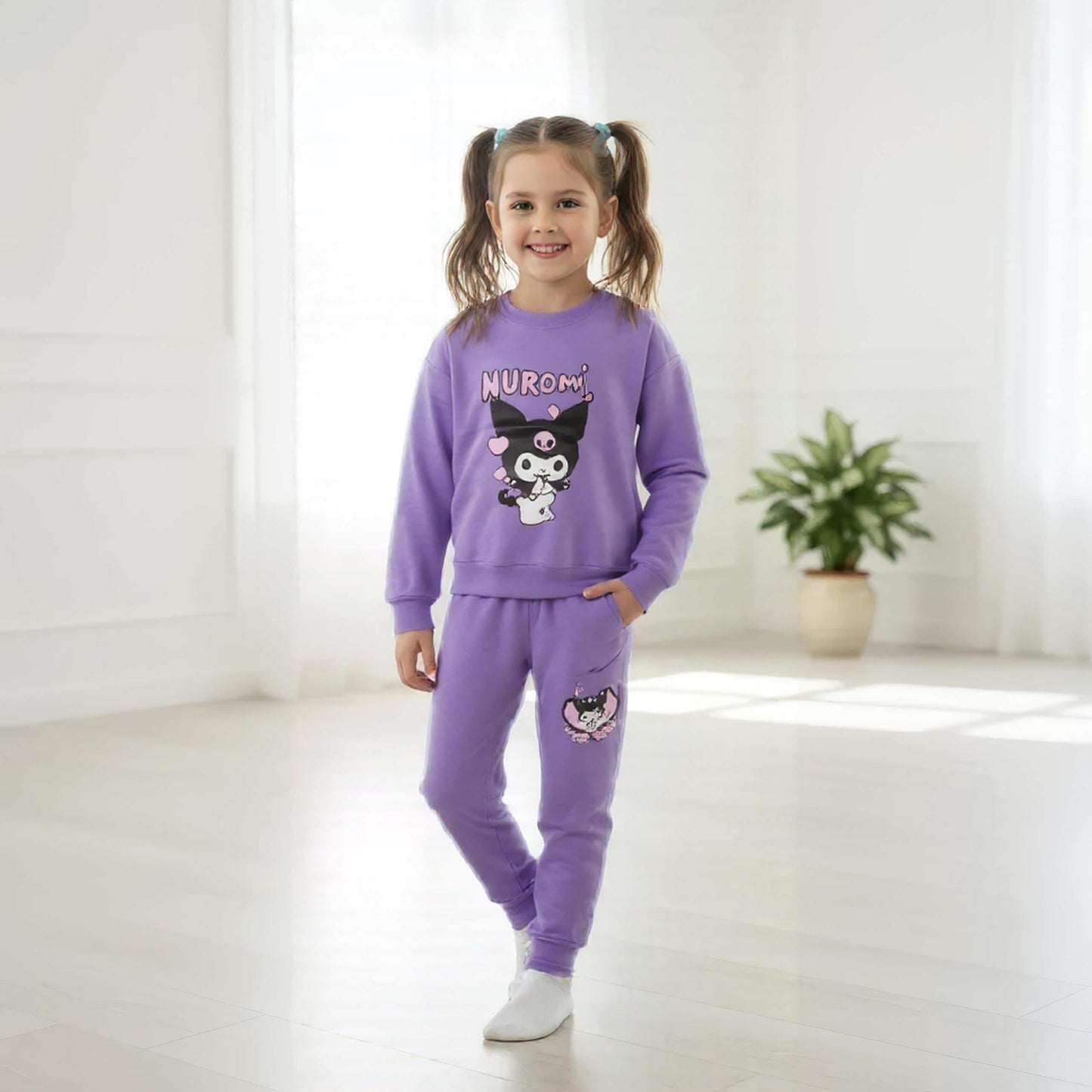Kuromi Girl Sweatshirt Set- Purple