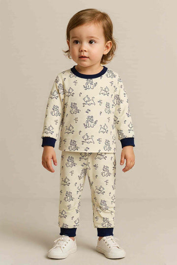 Marie Cat Baby Girl Pajama Sets- Beige