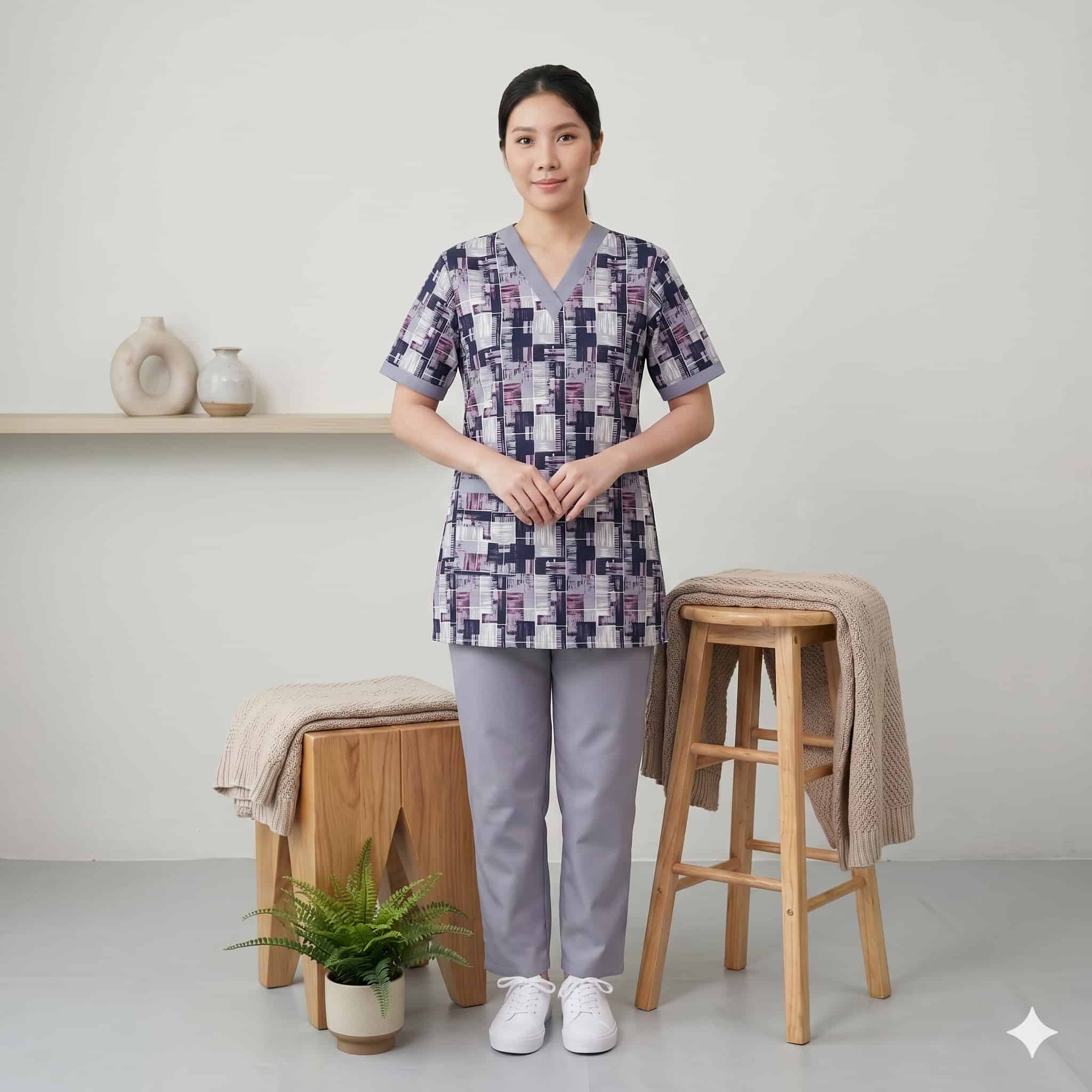 Slate Matrix Maid Women Uniform Set - Grey