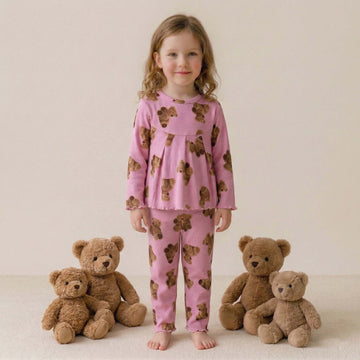 Bear Hugs Girl Pajama Set - Purple