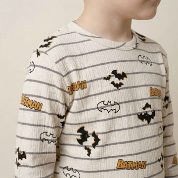 Batman Boys Full Sleeves Pajama Set - Cream