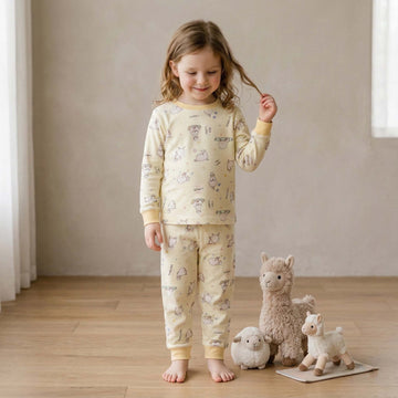 Yoga Lama Girl Pajama Set - Yellow