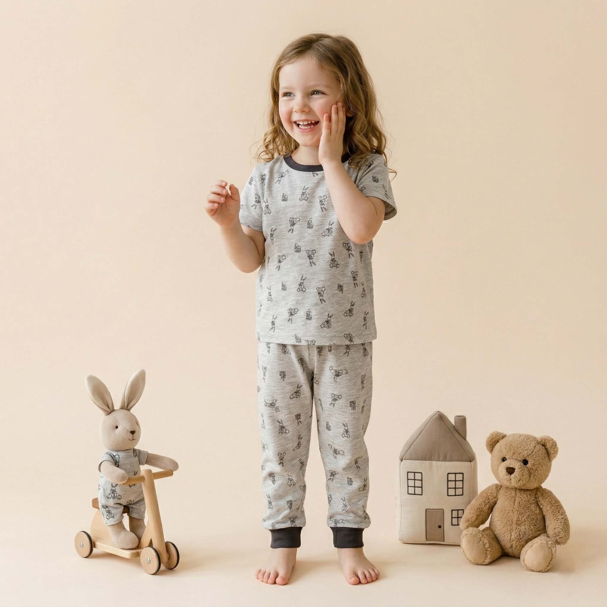 Peter Rabbit Girls Short Sleeves Pajama Set - Grey