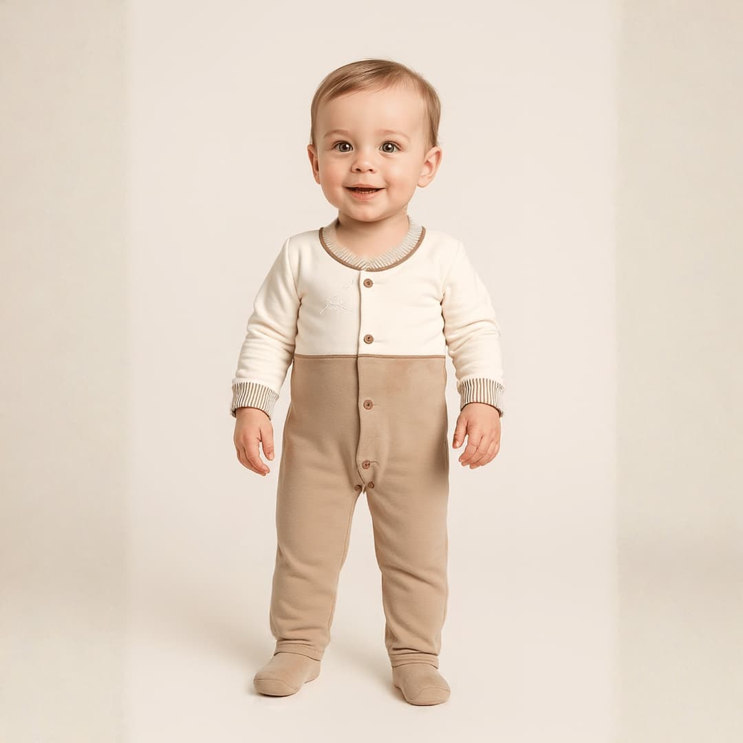 Velvet Baby Boy Bodysuit- Brown