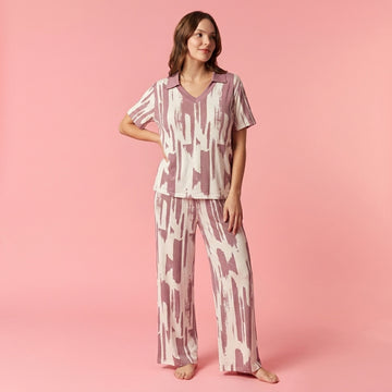 Ikat Women Pajama Set - Pink