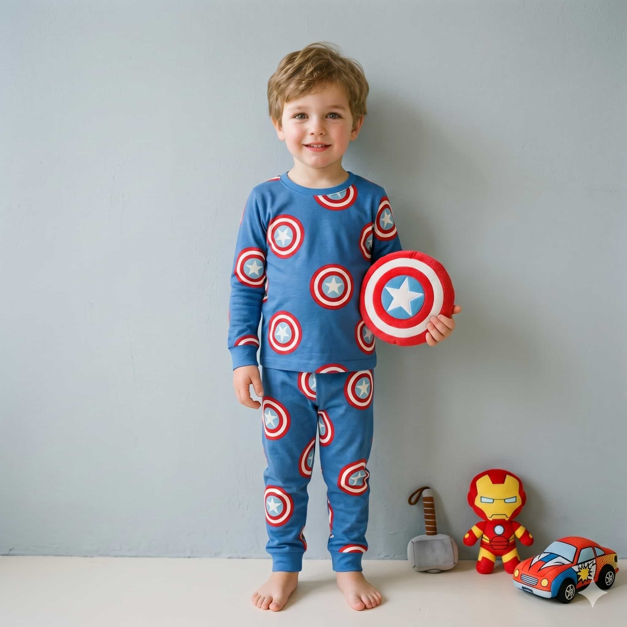 Captain America Boys Full Sleeves Set - Blue
