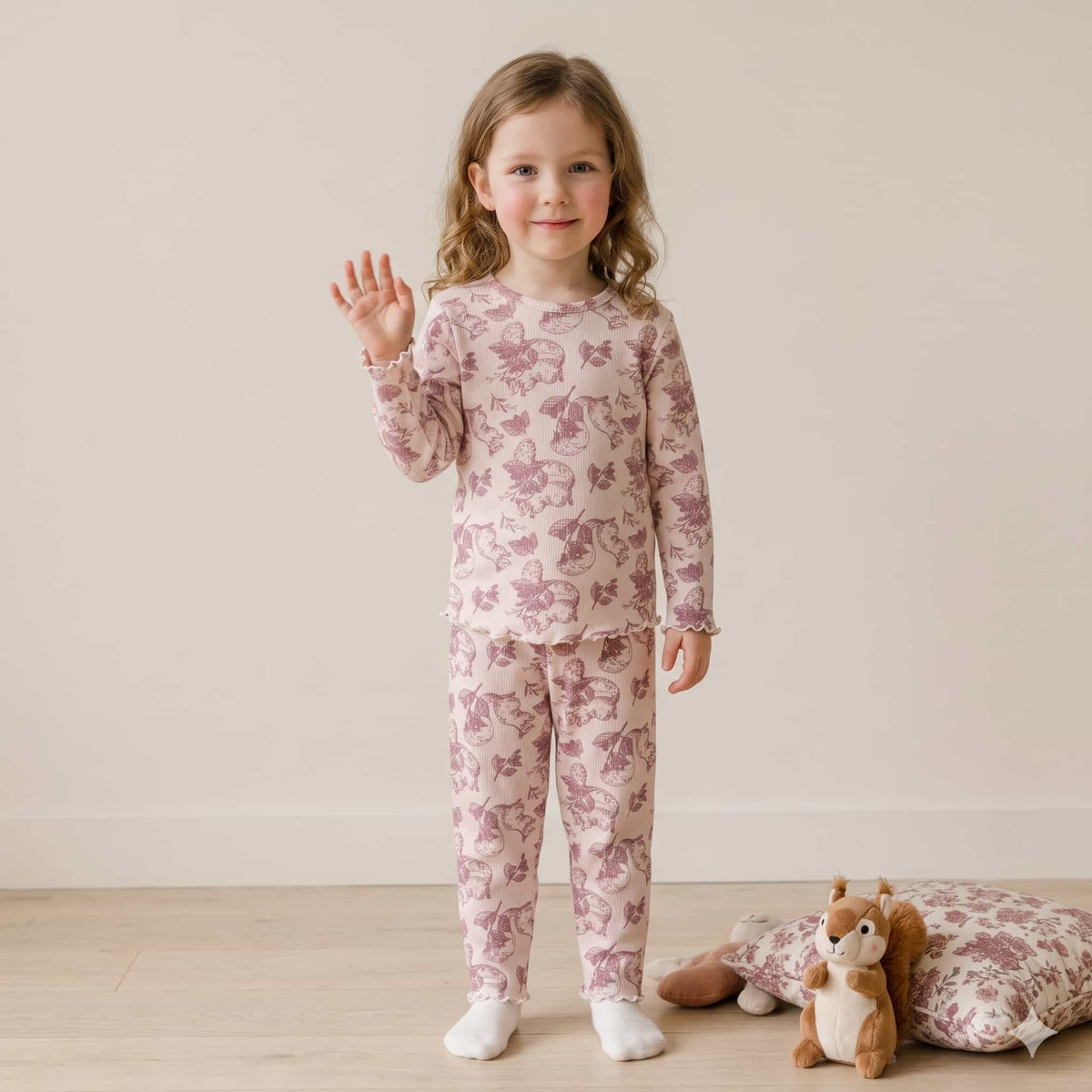 Rosy Charm Girls Full Sleeves Pajama Set – Blush Pink