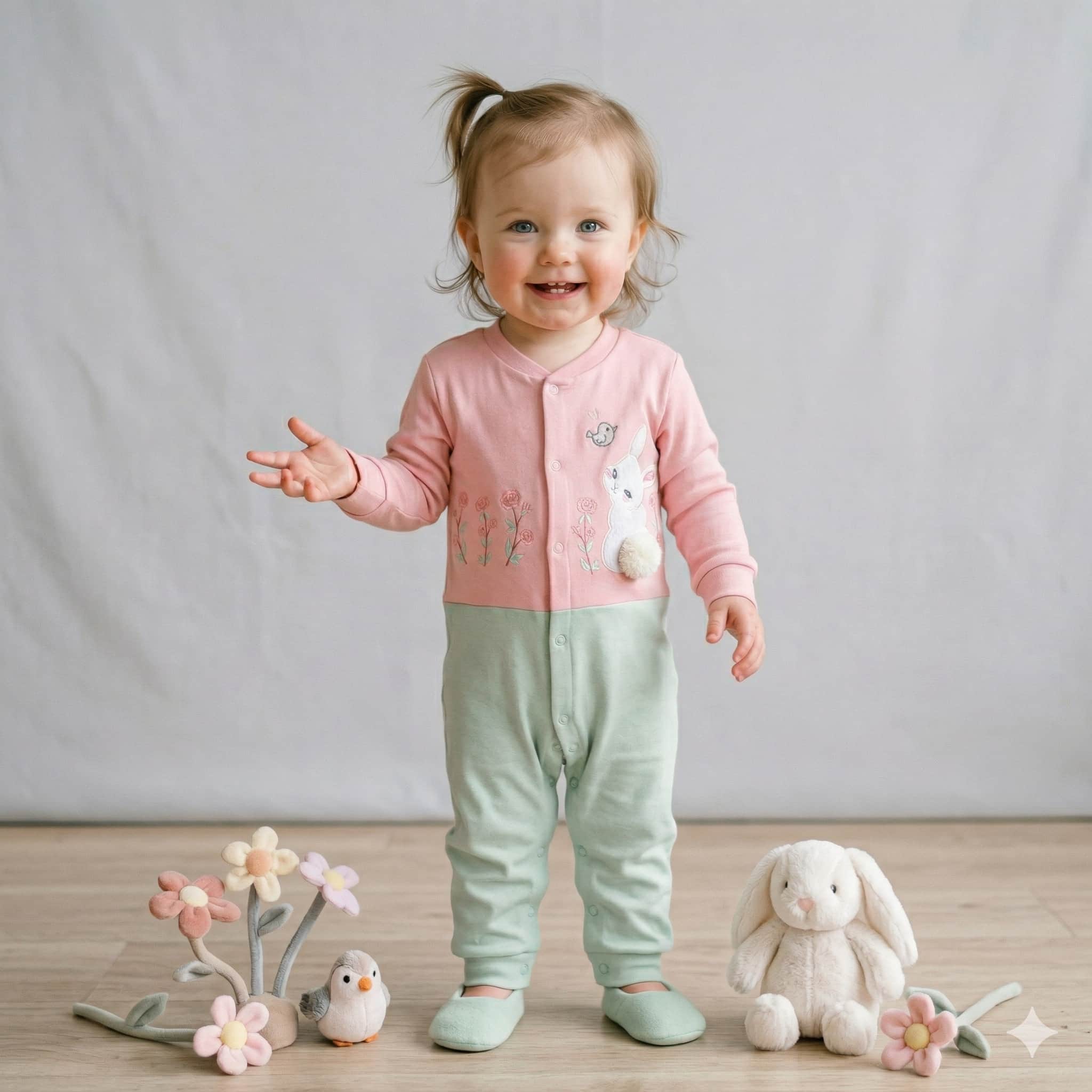 Fluffy Rabbit Baby Girl Set - Pink