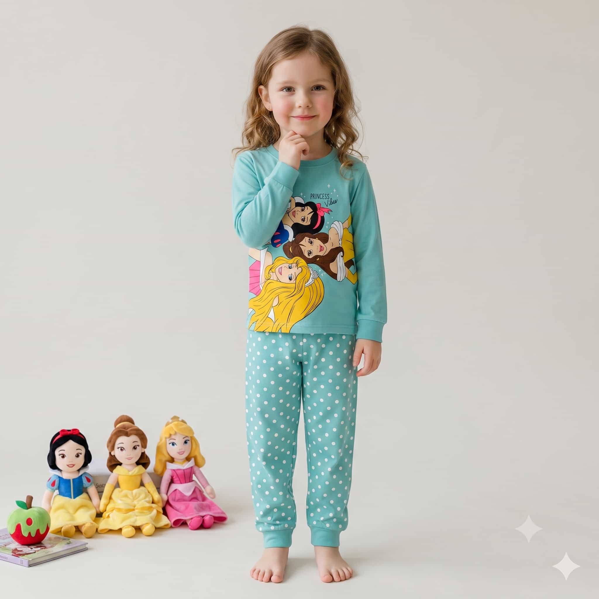 Princess Girl Full Sleeves Pajama Sets- Blue