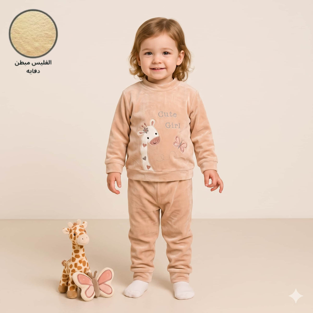 Giraffe Giggles Baby Girls Winter Full Sleeves Pajama Set – Peach