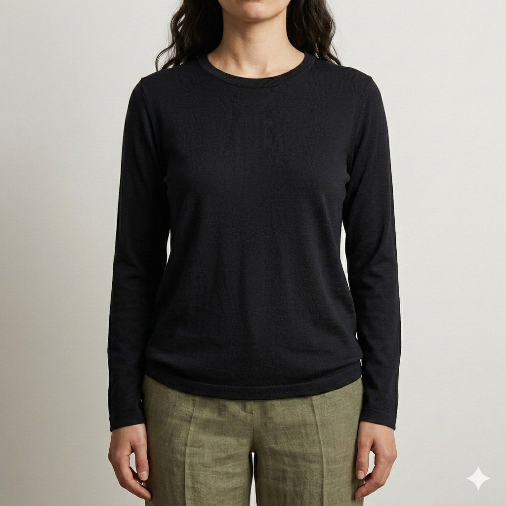 Classic Ease Women Full Sleeves Top - Black