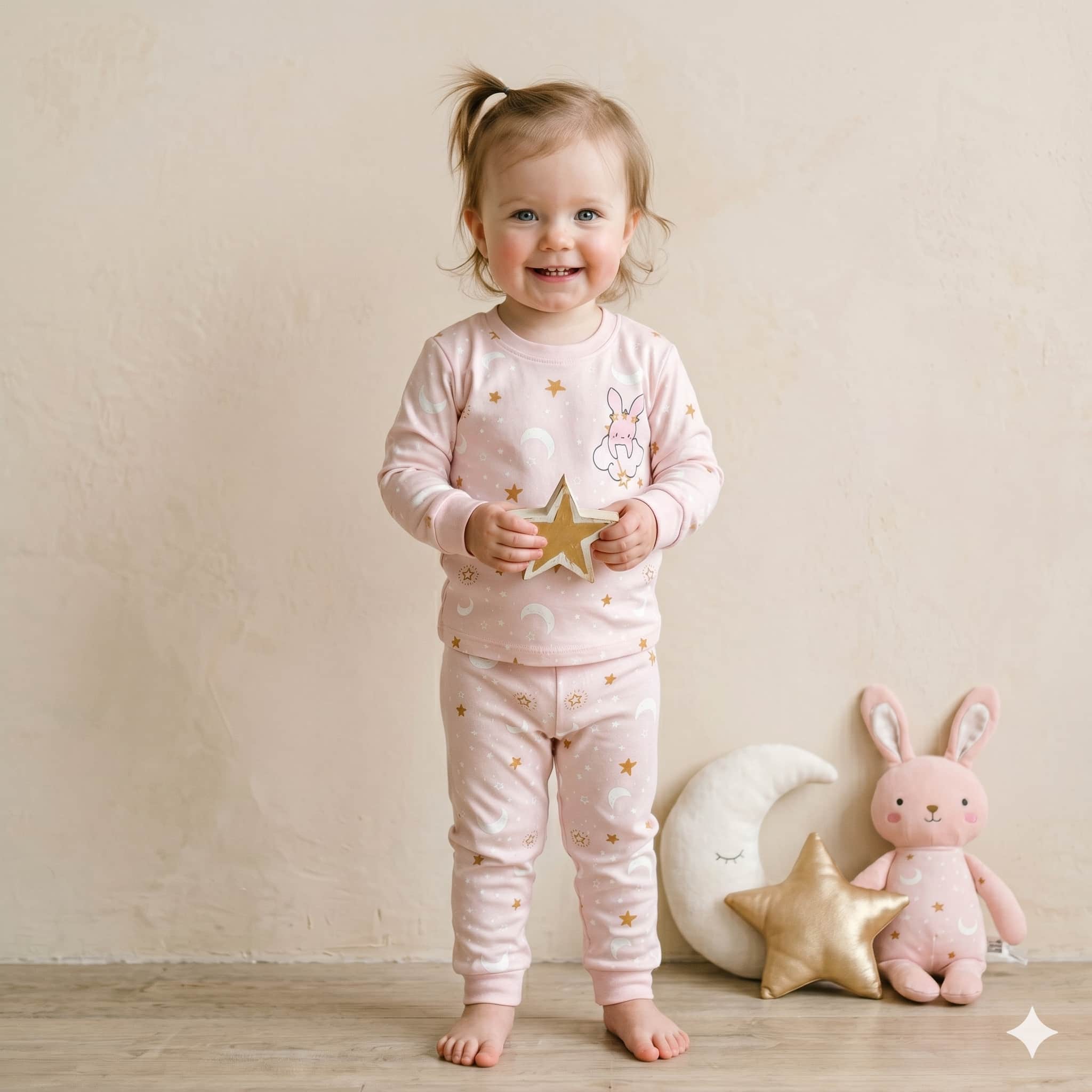 Dreamy Bunny Baby Girls Full Sleeves set - Pink