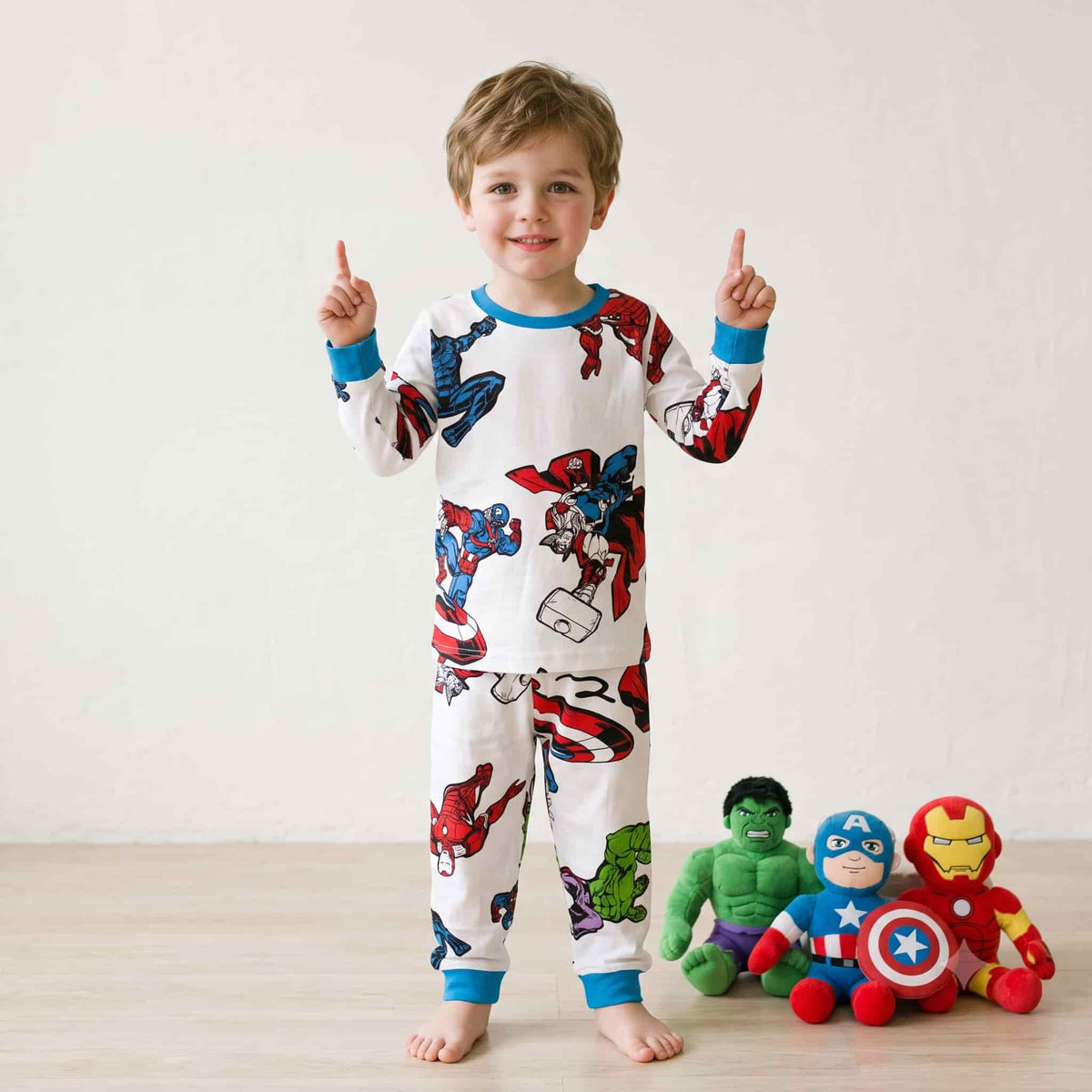 Thor & Captain America Boys Full Sleeves Pajama Set – White