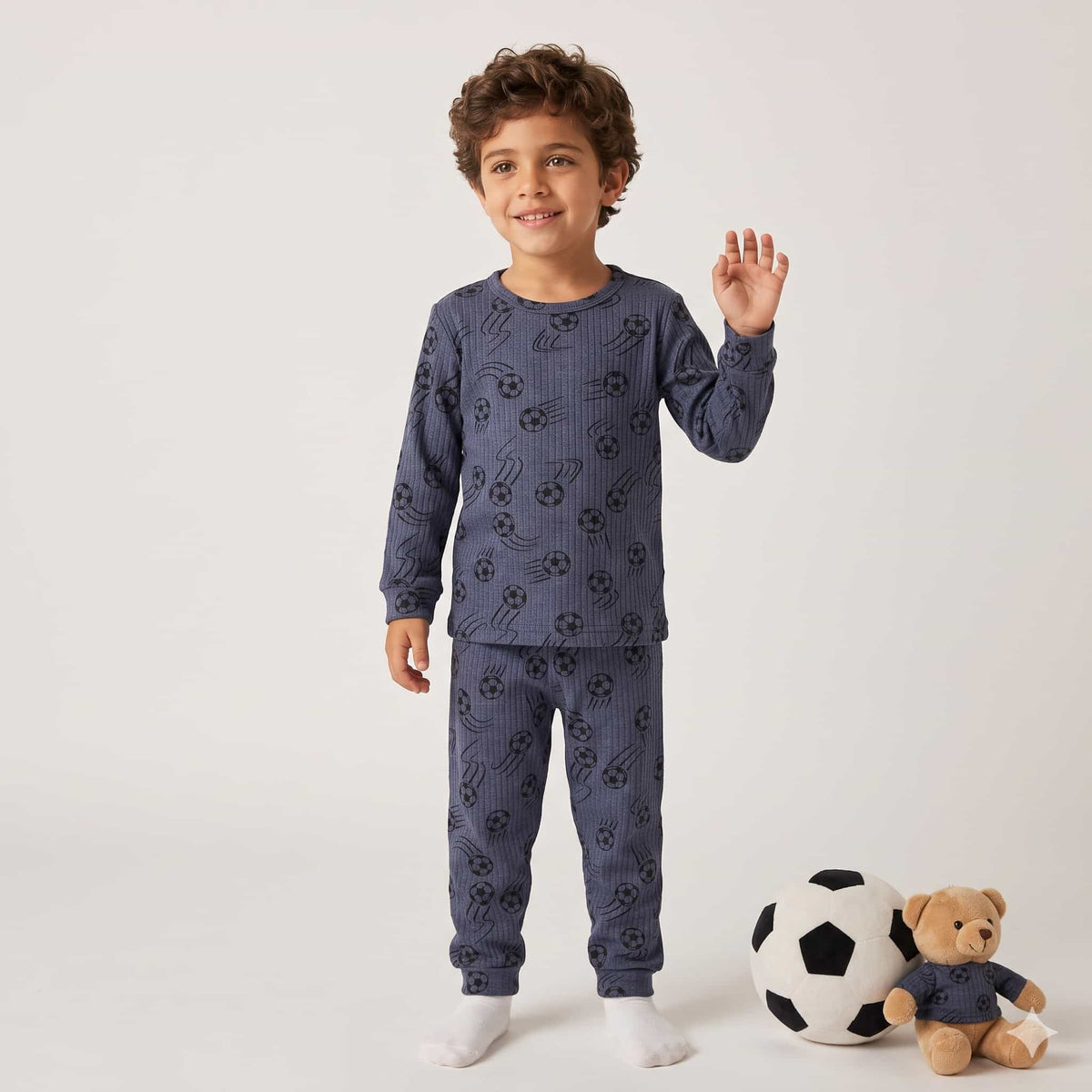 Goal Soccer Boys Full Sleeves Pajama Set – Dusty Blue