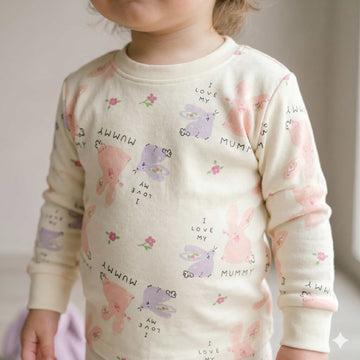 Mummy Love Baby Girls Full Sleeves set - Cream