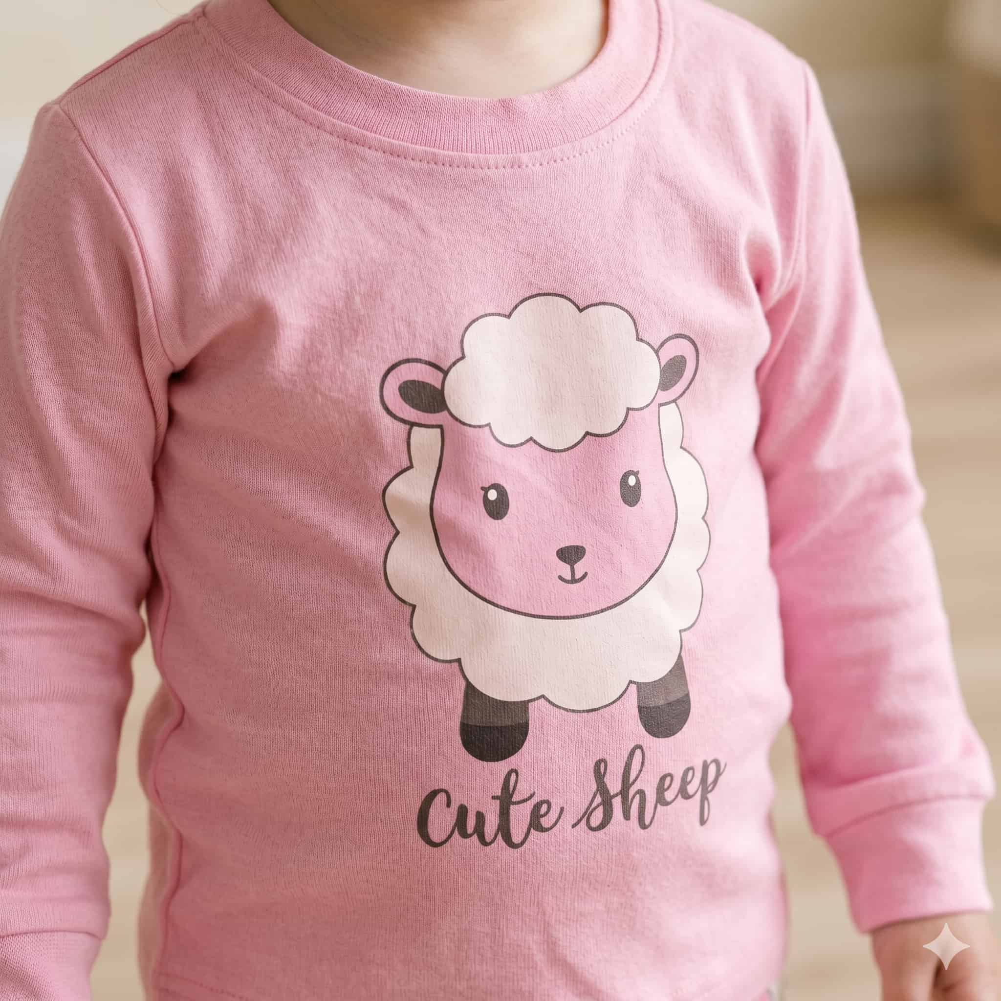 Cute Sheep Baby Girls Full Sleeves Set - Pink