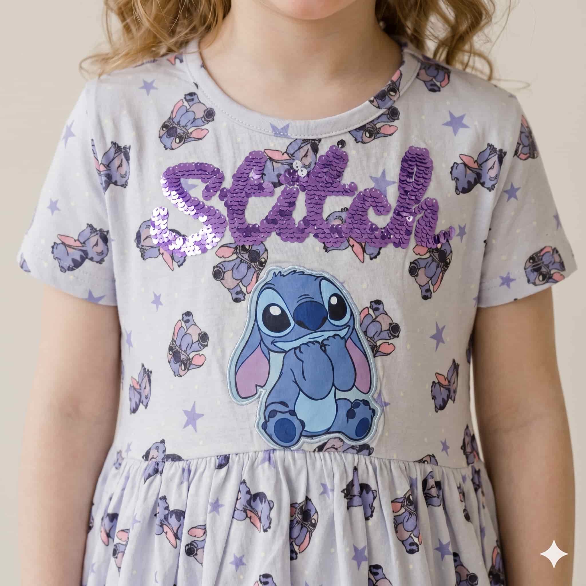 Stitch Girls Frock - Lilac