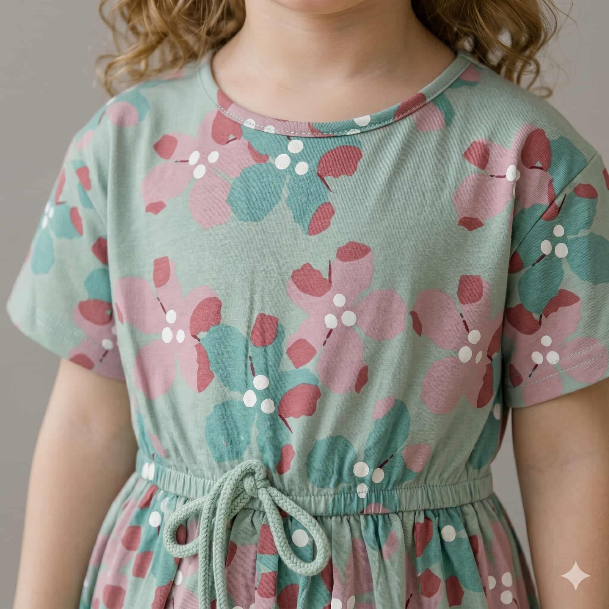 Painted Bloom Girls Frock Set - Green