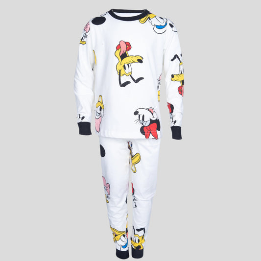 Mickey - Minnie Boys Full Sleeves Pajama Set - White