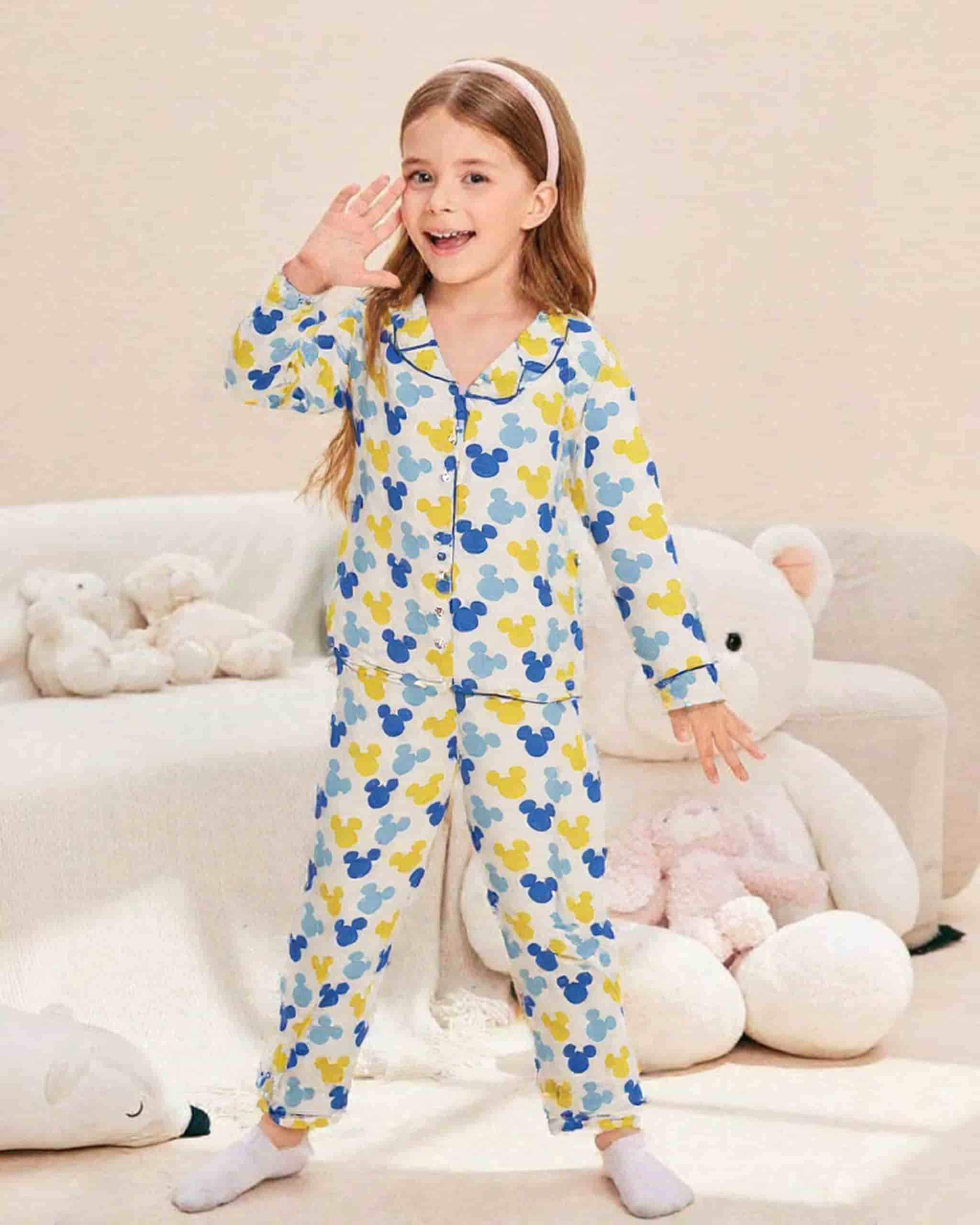Mickey Baby Girl Full Sleeves Pajama Set- Blue