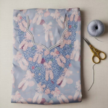 Pink Bow Girls Embroidered Mukhawir - Purple