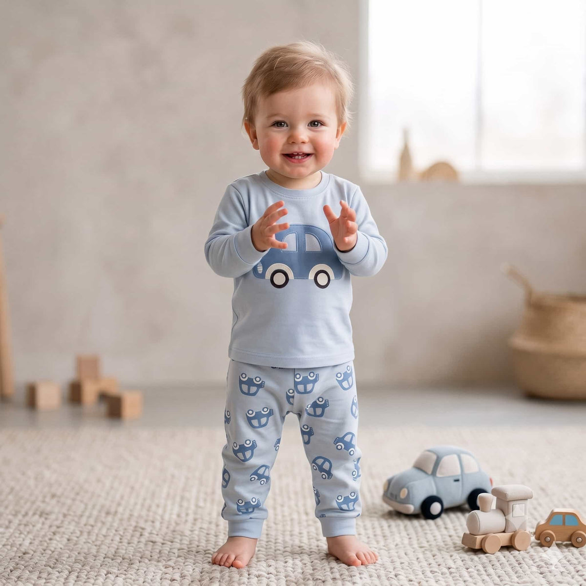 Little Cruiser Baby Boys Full Sleeves Pajama Set – Sky Blue